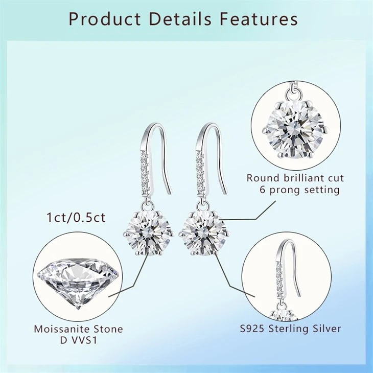 Moissanite 925 Silver Earrings